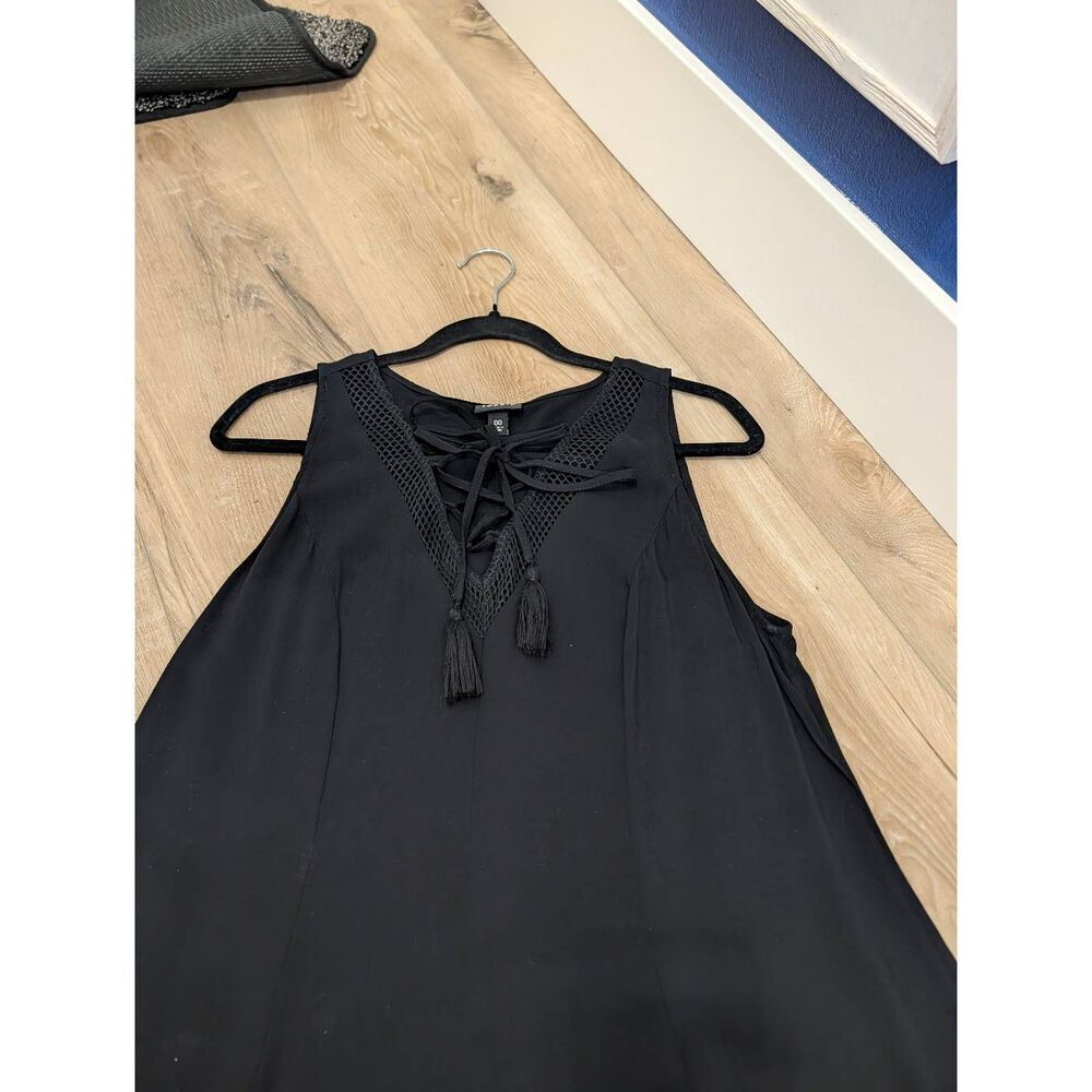 Torrid Black Lace Up Challis Trapeze Maxi Dress 00 Large Boho Gypsy Festival - Picture 11 of 16